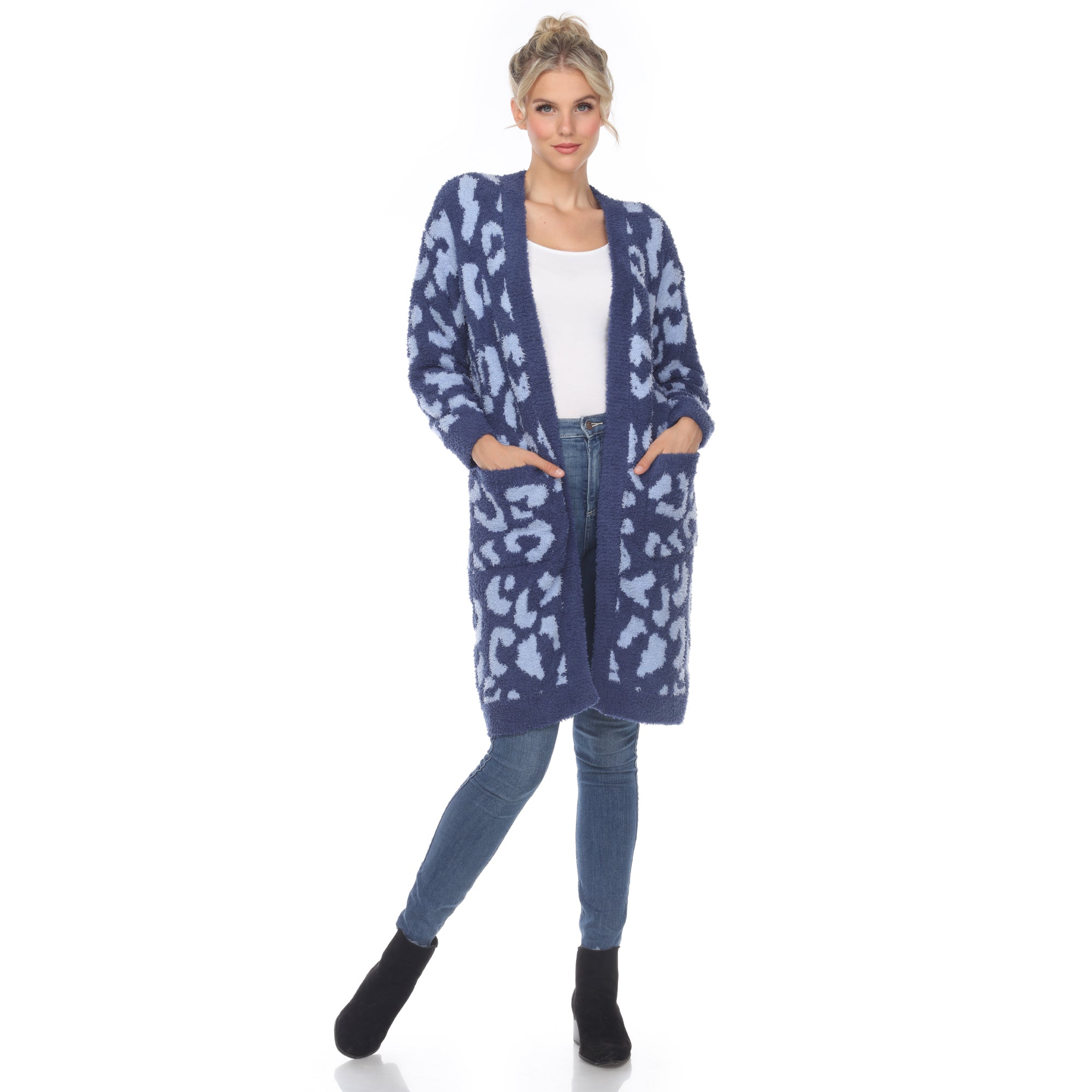 Women's Leopard Print Open Front Sherpa Coat - DressbarnCoats & Jackets