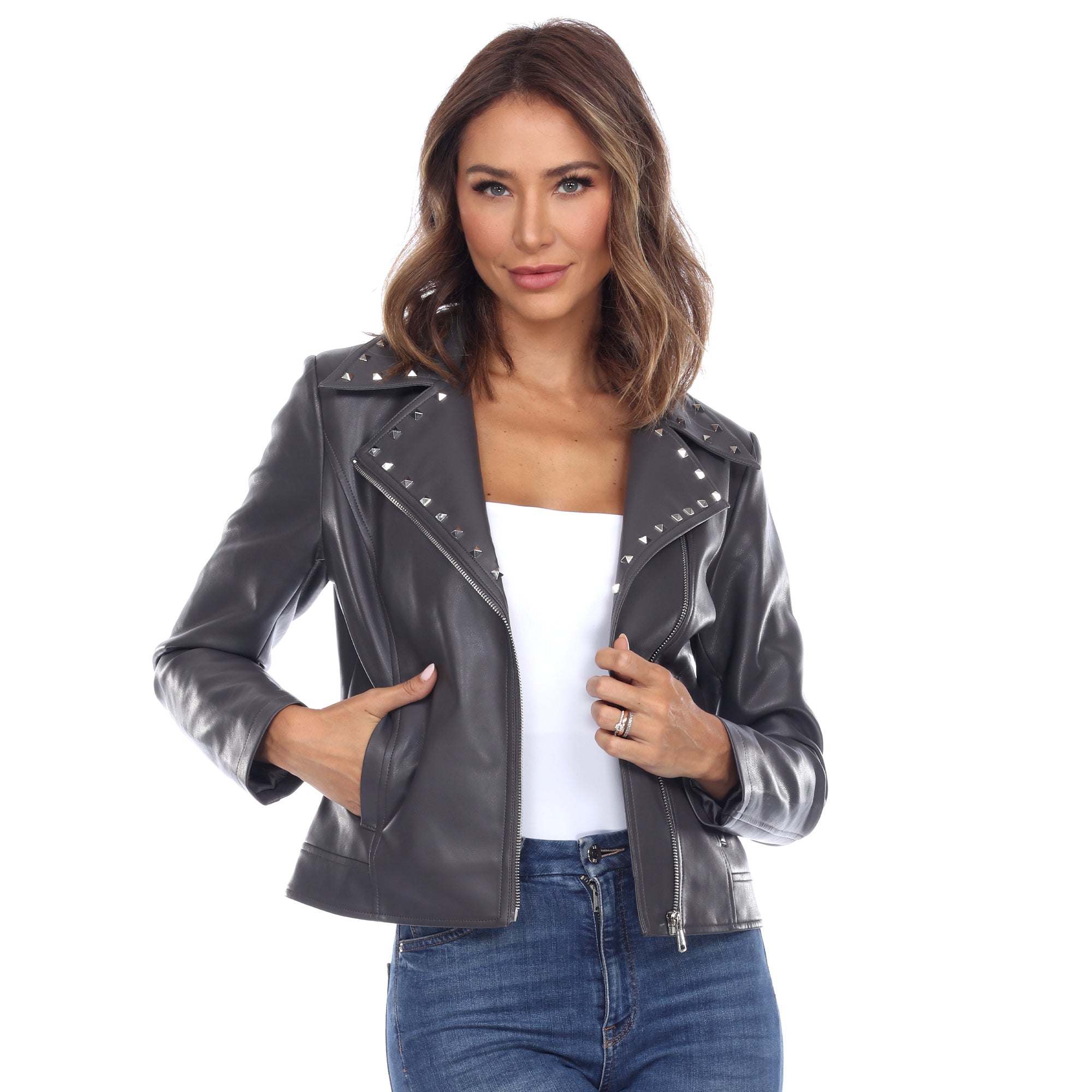Women's PU Faux Leather Jacket - DressbarnCoats & Jackets