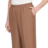 Alfred Dunner Petite Classic Signature Fit Textured Trousers with All-around Elastic Waistband Short Length