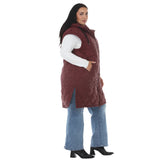 Plus Size Hooded Quilted Longline Puffer Vest