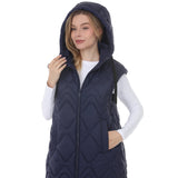 Women's Hooded Quilted Longline Puffer Vest
