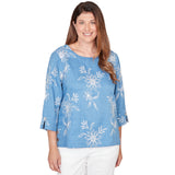 Alfred Dunner Tossed Floral Embroidered Top- Petite