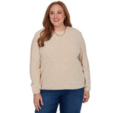 Alfred Dunner Cable Pullover Chenille Sweater - Latte - Plus