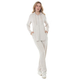 Women's Hooded Zip-Front Top and Straight-Leg Pants Set