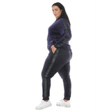 Plus Size Velour Zip-Front Jacket & Jogger Pants Set