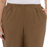 Alfred Dunner Plus Classic Signature Fit Textured Trousers with All-around Elastic Waistband Short Length