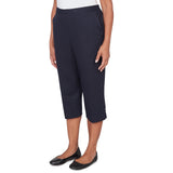 Alfred Dunner Solid Twill Button Hem Capri Pant