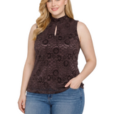 NY Collection Plus Size Sleeveless Velvet Mock Neck