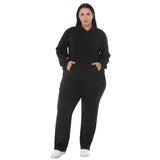 Plus Size Hooded Pullover and Straight-Leg Pants Set