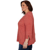 Alfred Dunner Spliced Texture Metallic Studded Top - Terracotta - Plus