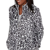 Alfred Dunner Cozy Animal Print Knit Jacket - Grey/Black