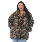 Plus Size Leopard Print Plush Coat
