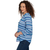 Alfred Dunner Textured Stripe Knit Top with Necklace - Blue - Petite