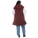 Plus Size Hooded Quilted Longline Puffer Vest