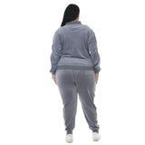 Plus Size Velour Zip-Front Jacket & Jogger Pants Set