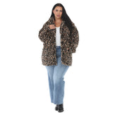 Plus Size Leopard Print Plush Coat