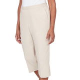 Alfred Dunner Solid Twill Button Hem Capri Pant