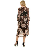 Sleeveless Scoop Neck Dress with 3/4 Bell Sleeve Tie Front Duster Shrug