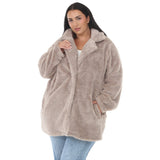 Plus Size Long Plush Button-Front Coat