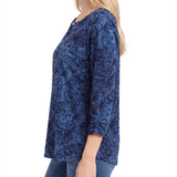 NY Collection 3/4 Sleeve Flocked Knit Pullover Top