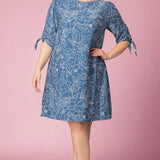 Manhattan Shift Dress - Blue Floral - Plus