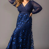 Blossoming Beauty Mesh Evening Gown - Black - Plus