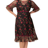 Floral Flare Wildflower Embroidered Dress - Plus