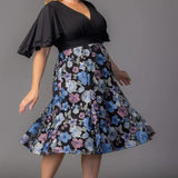 Lillian Embroidered Cocktail Dress - Floral Frolic - Plus