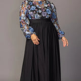 Eternal Embroidered Bodice Evening Gown Floral Frolic - Plus
