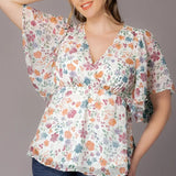 Seaside Serenade Top  - Pale Blossoms -  Plus