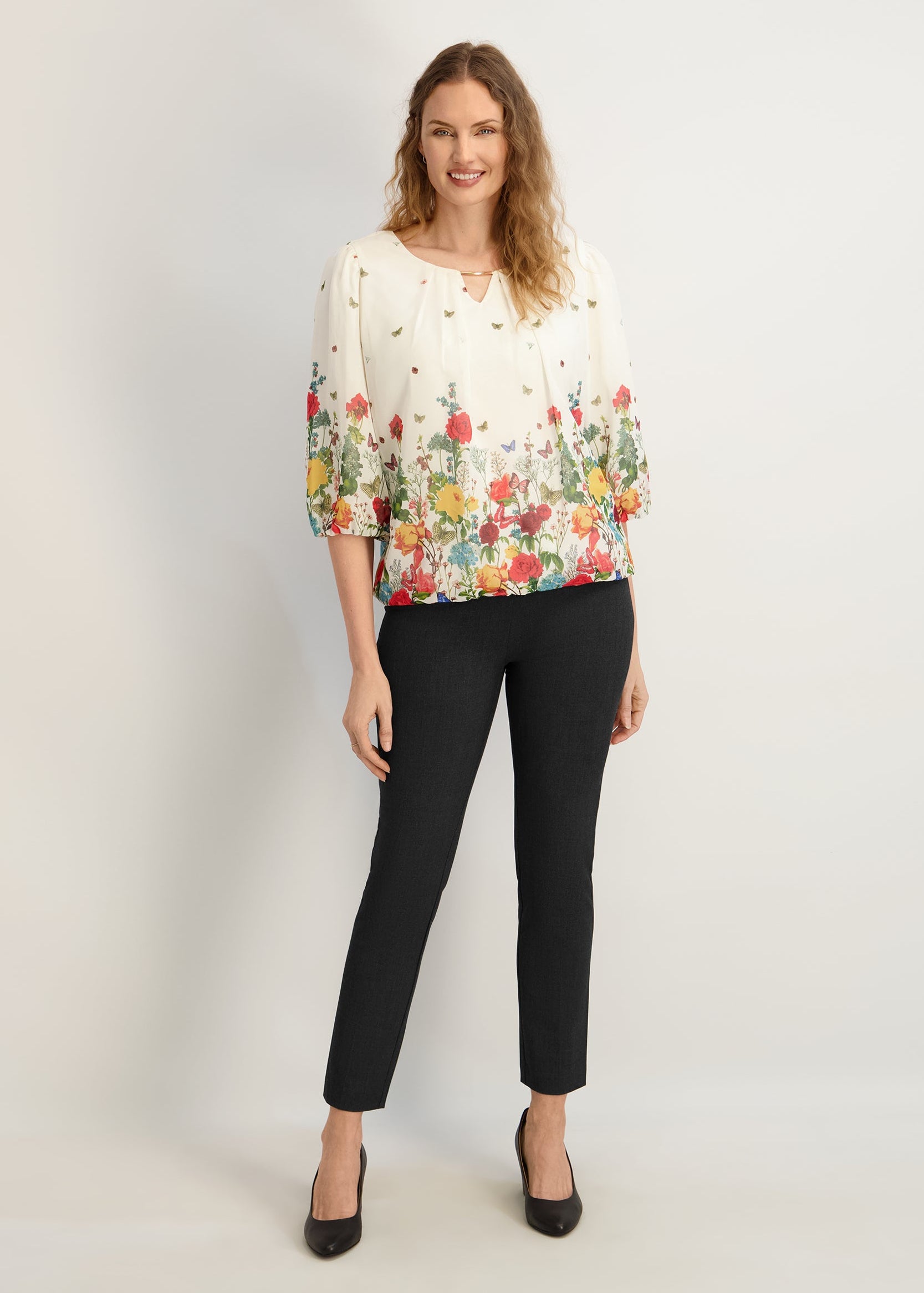 Roz & Ali Secret Agent Pants Tummy Control Slim Leg Pants - Petite Black / 6P Roz & Ali Secret Agent Pants Tummy Control Slim Leg Pants - Petite Black / 6P