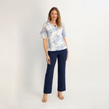 Roz & Ali™ Pull On Tummy Control Pants Cateye Pockets Rivet Straight Leg - Navy - Petite