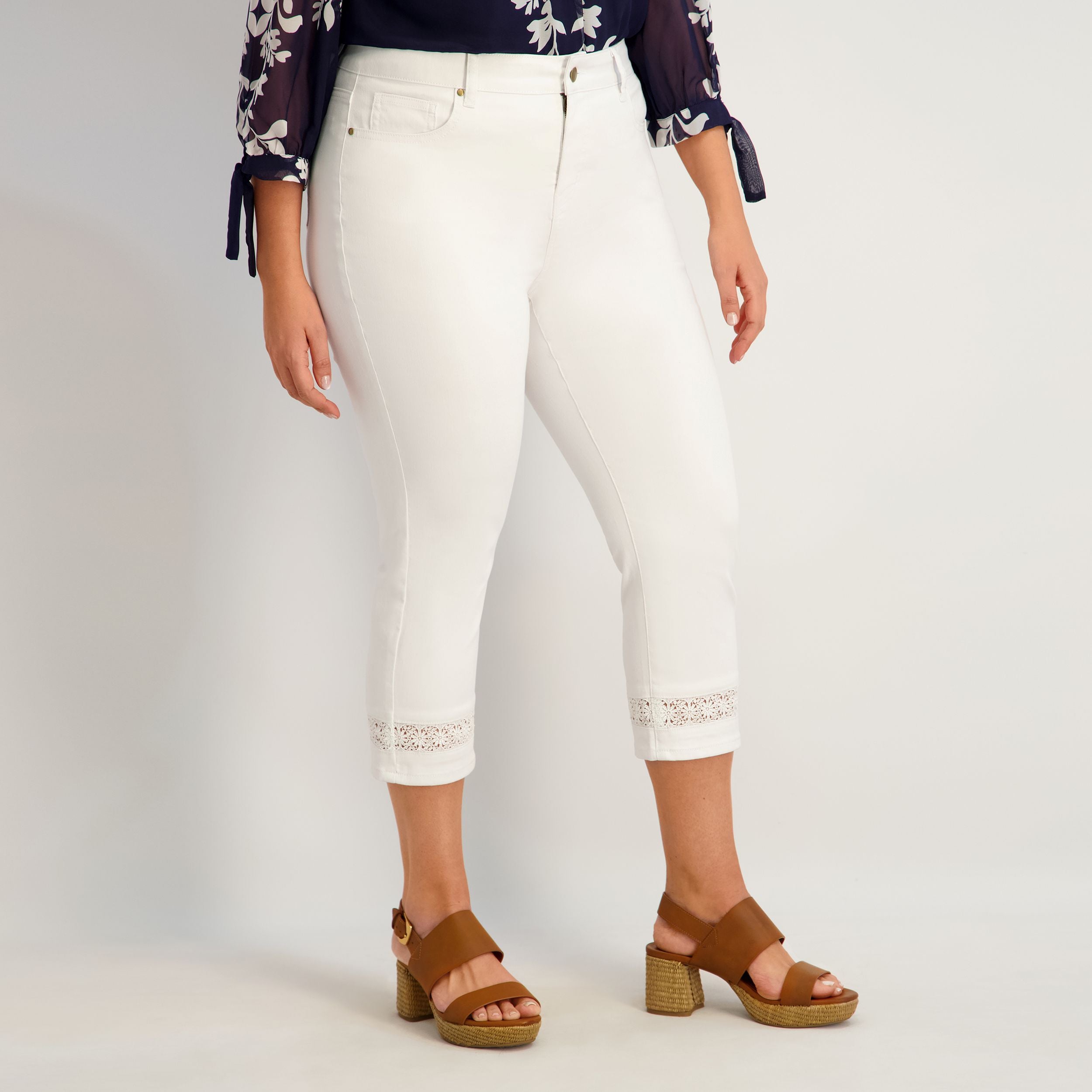 Westport Signature Crochet Capri in White Westport Signature Crochet Capri in White