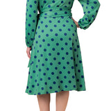 Socialite Sweetheart Dress - Plus - Green Polka Dot