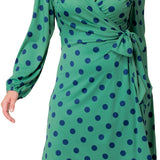 Socialite Sweetheart Dress - Plus - Green Polka Dot