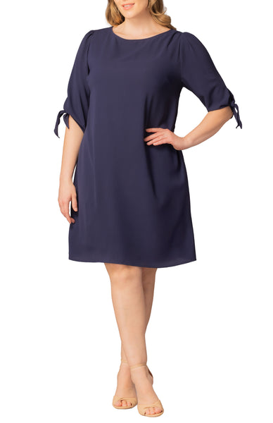 knee length shift dresses Plus Size Women's Kiyonna Manhattan Dress Glitter Long Blue Homecoming A black knee DDR284-K481 Color:Off White*