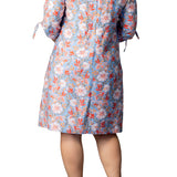 Manhattan Shift Dress - Sky Blue Blooms - Plus