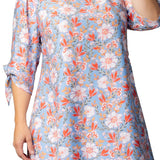 Manhattan Shift Dress - Sky Blue Blooms - Plus