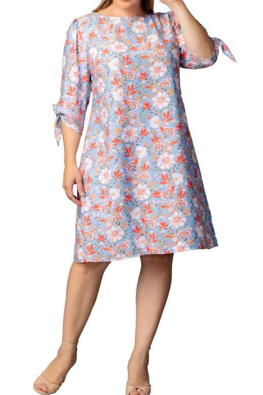 Manhattan Shift Dress - Sky Blue Blooms - Plus