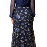 Isabella Embroidered Mesh Gown - Navy - Plus