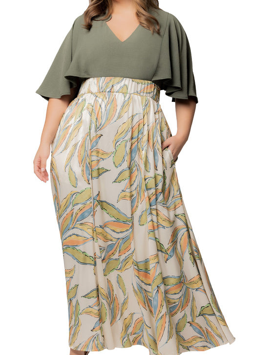 Artful Leaves Avisa A-Line Evening Gown