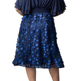 Pretty Petals Mesh Cocktail Dress - Navy Blossoms - Plus