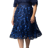 Pretty Petals Mesh Cocktail Dress - Navy Blossoms - Plus