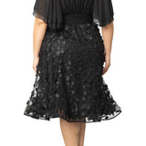 Pretty Petals Mesh Cocktail Dress - Plus