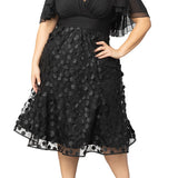 Pretty Petals Mesh Cocktail Dress - Plus