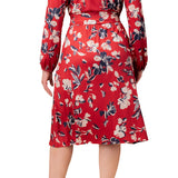 Diana Long Sleeve Midi Dress - Red Floral - Plus