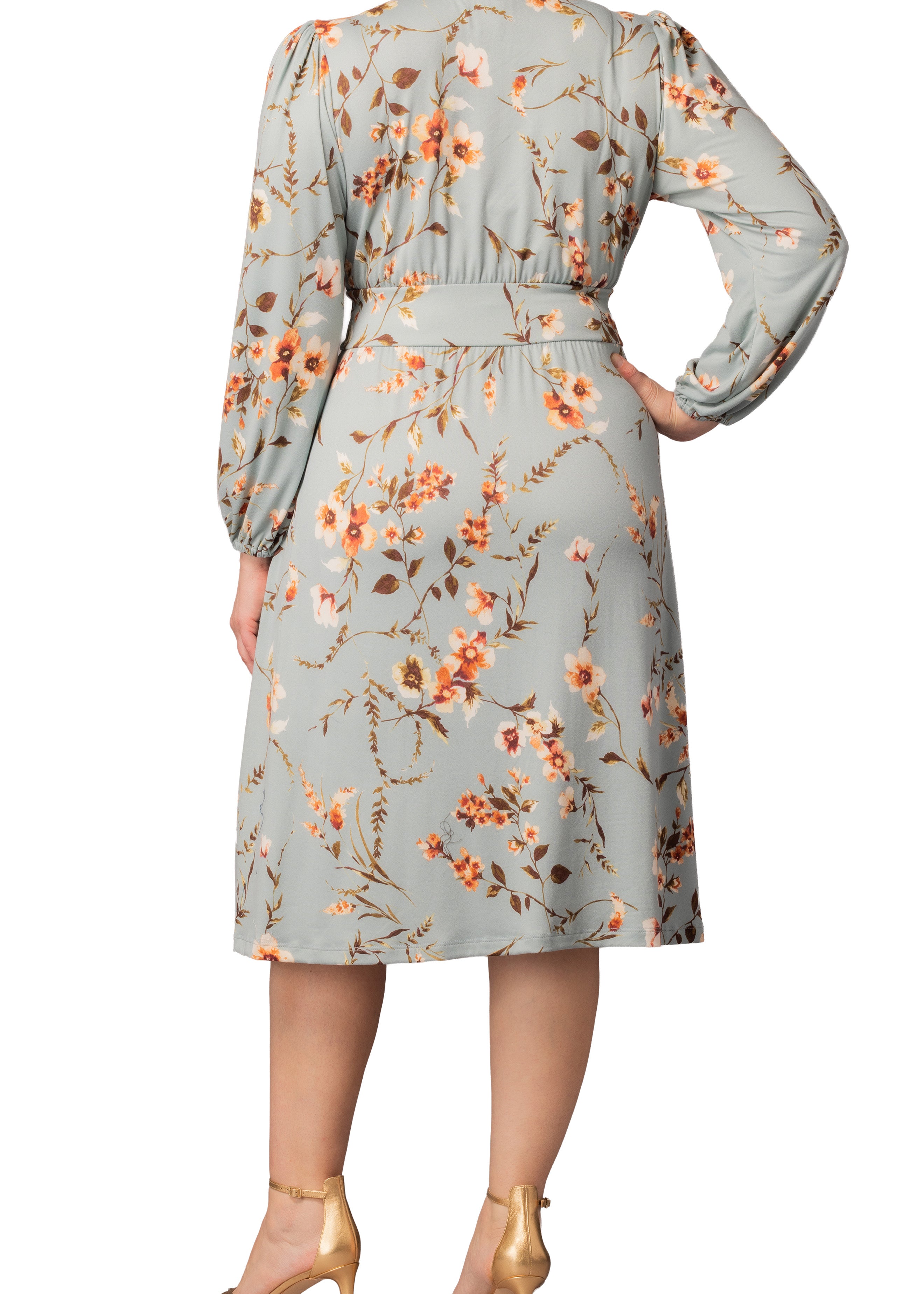 Kiyonna Plus Size Diana Long Sleeve Midi Dress - Spring Meadow Kiyonna Plus Size Diana Long Sleeve Midi Dress - Spring Meadow