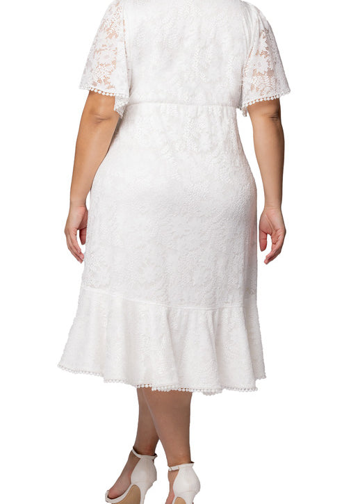 Palermo Lace Faux Wrap Cocktail Dress, White