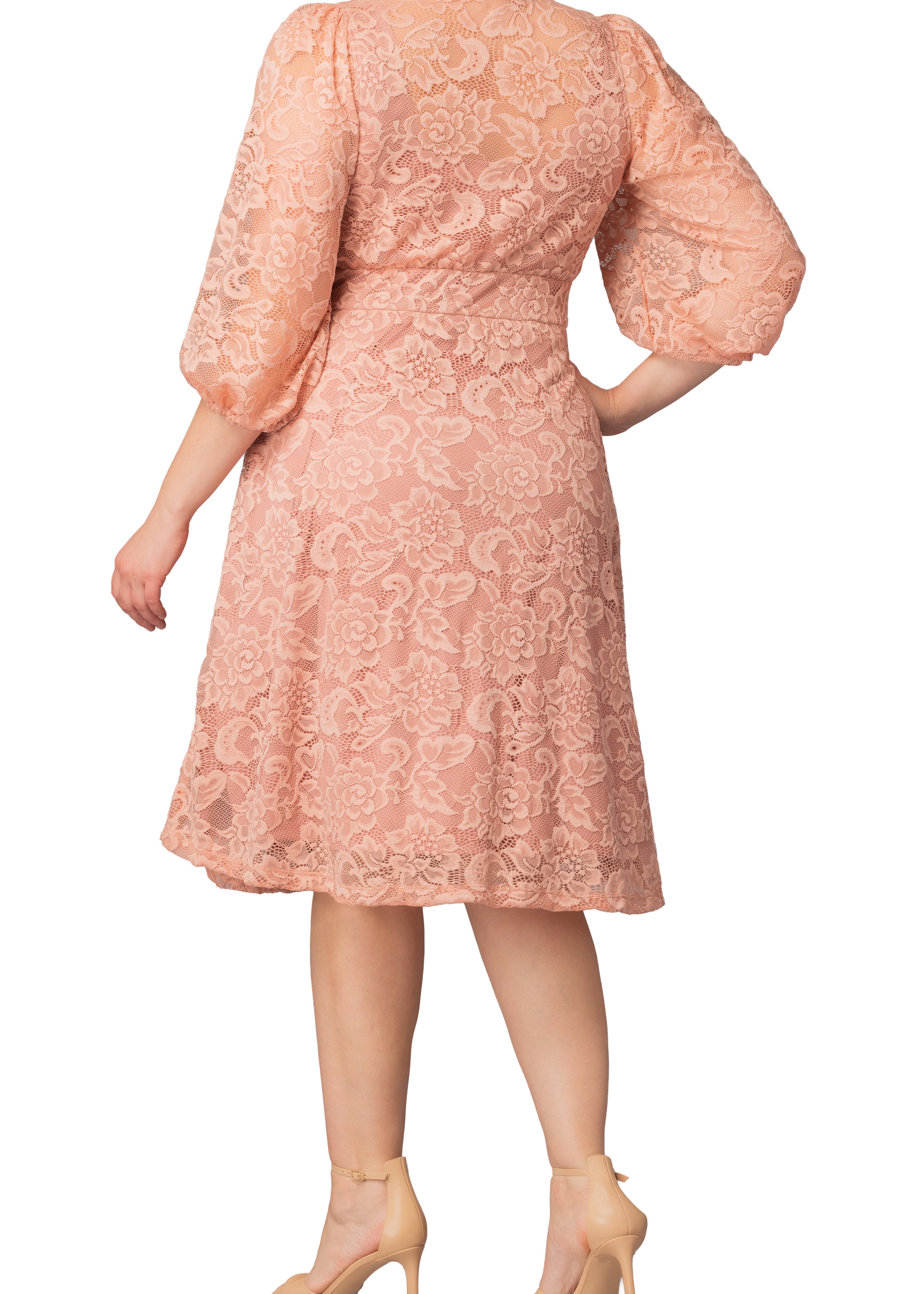 Kiyonna Plus Size Hepburn Lace Cocktail Dress - Blush Pink Kiyonna Plus Size Hepburn Lace Cocktail Dress - Blush Pink