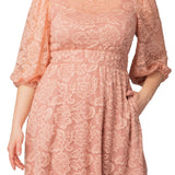 Hepburn Lace Cocktail Dress  -Blush Pink -  Plus